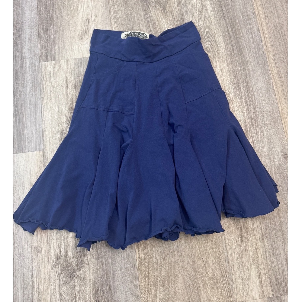 Effies Heart Navy Blue Cotton Spandex Fit Flare Skirt with Pockets Large L